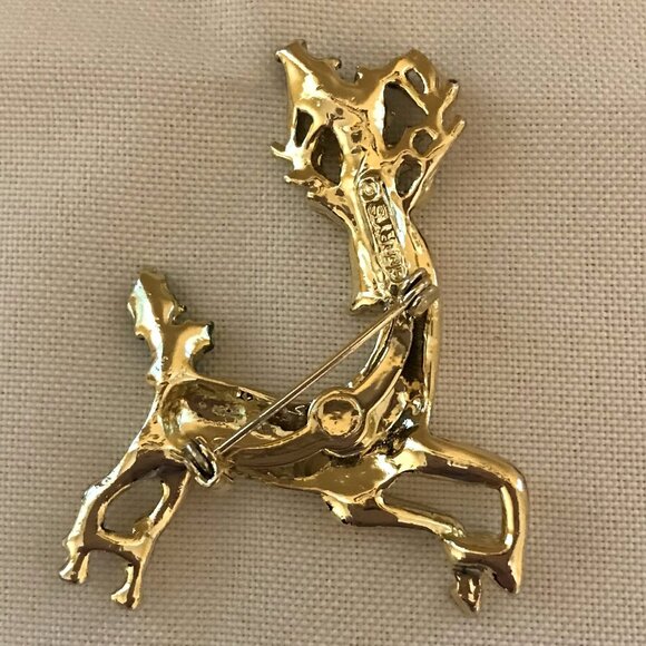 Christmas Brooch - Prancing Reindeer Signed Gerry's - Picture 2 of 5